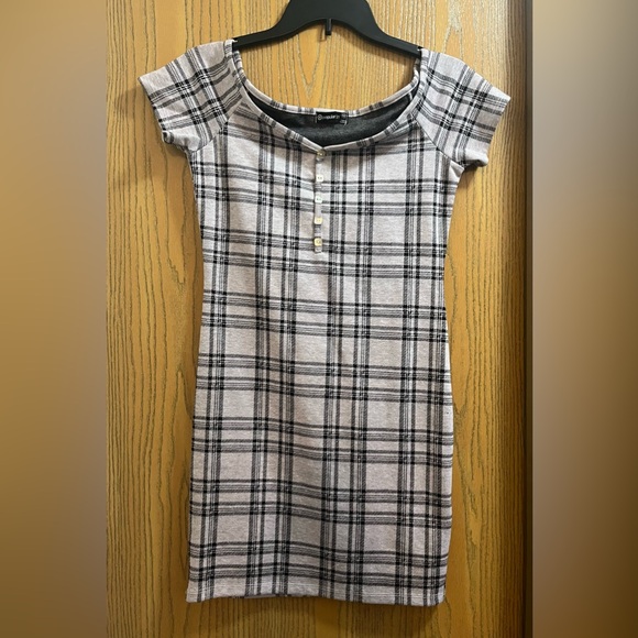 Popular21 Purple Plaid Mini Dress - Picture 4 of 6